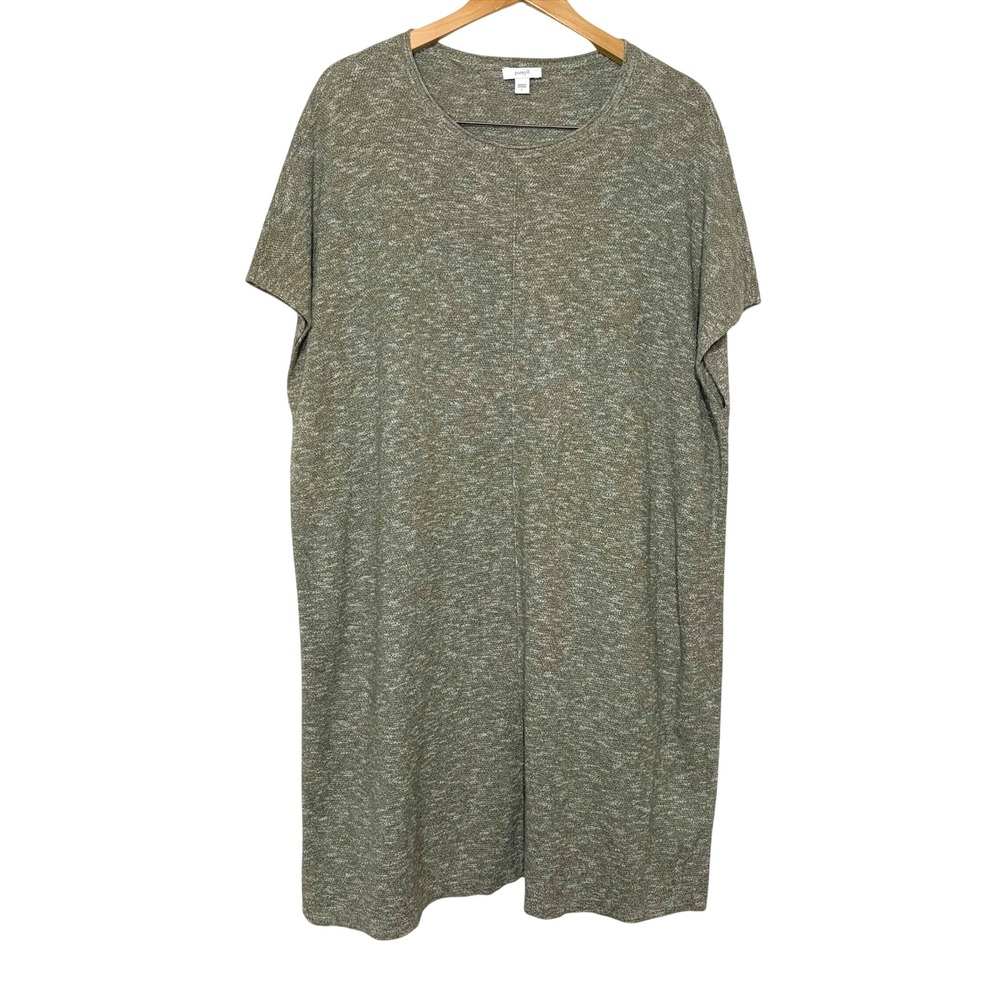 Pure Jill J Jill Olive Green Marl Heavy Knit Sweater Dress Womens Large Crewneck